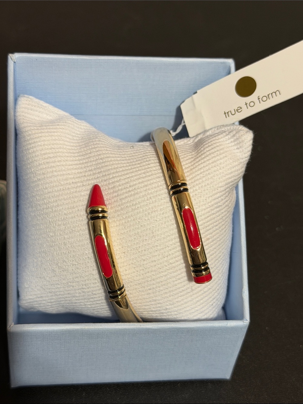 True to form red and gold crayon design cuff bracelet